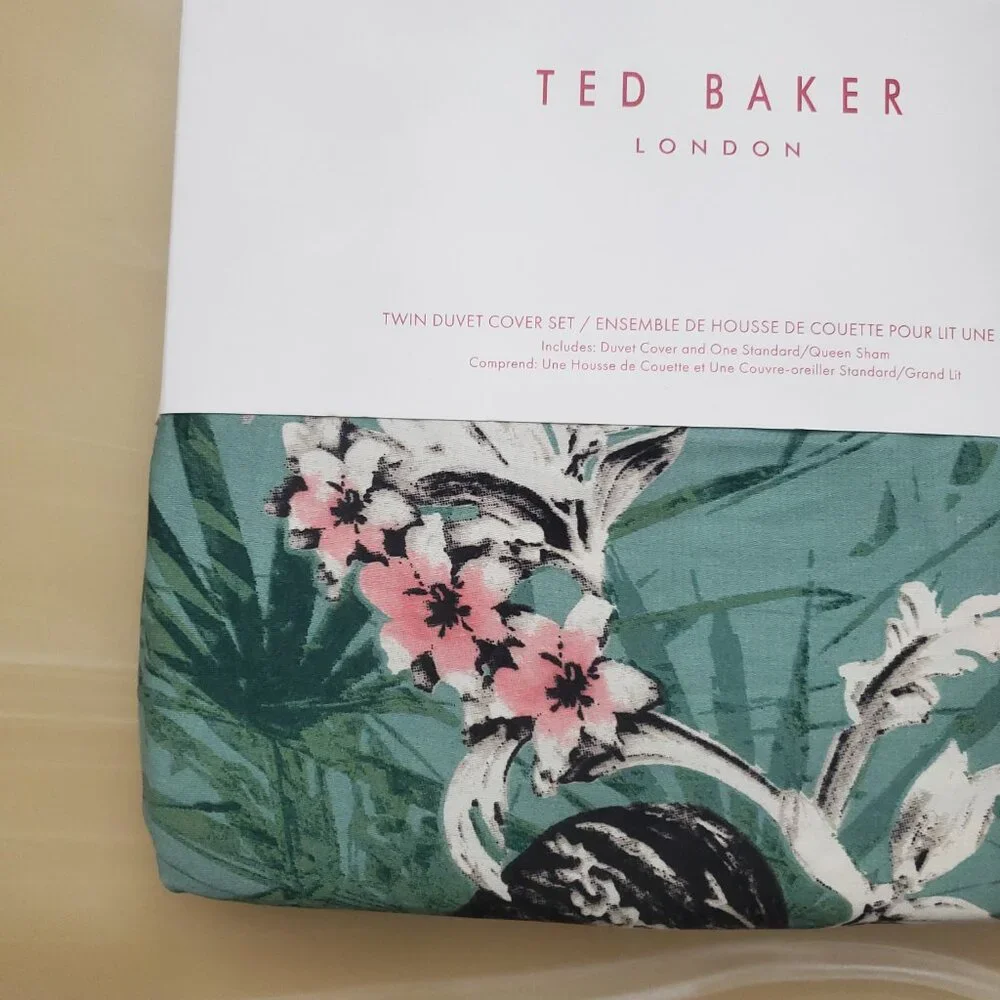 Ted Baker Kingdom Floral 100% Cotton 2 Piece Twin Duvet Cover Set